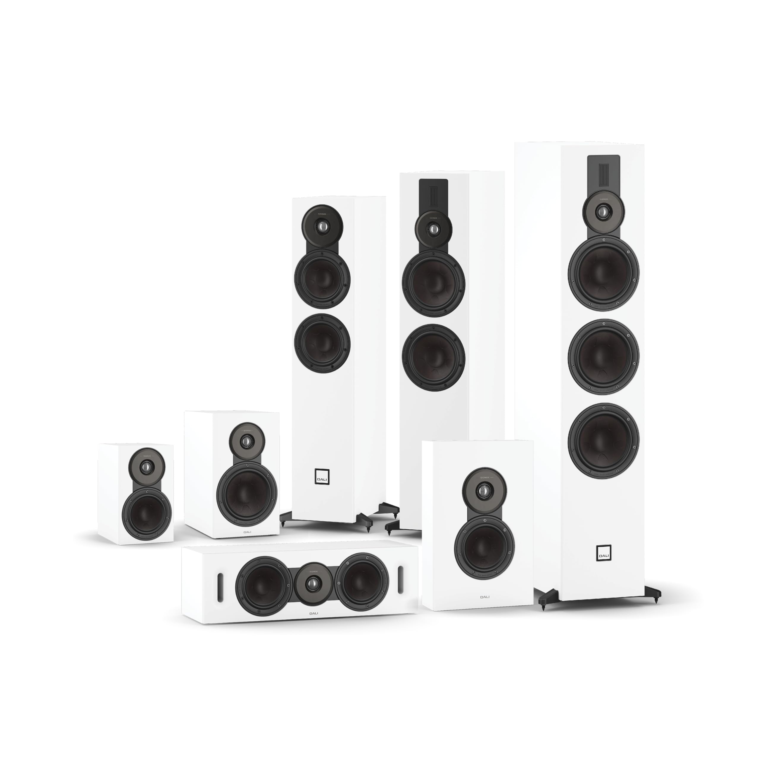 DALI SONIK Cinema – LCR Heimkino-Lautsprecher mit 29-mm Gewebekalotte & Zwei 5¼″ Clarity Cone™ SMC™ Tiefmitteltönern – Horizontal oder vertikal platzierbar - Weiß