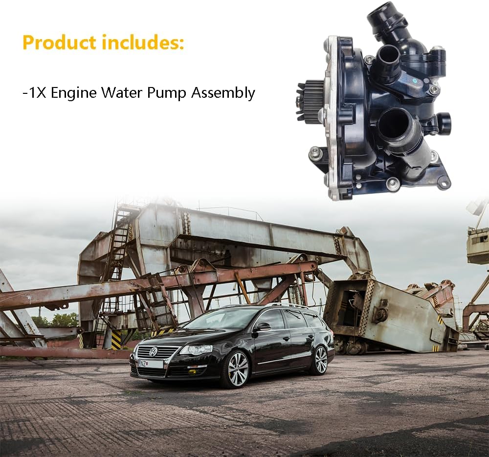 Engine Water Pump Assembly | Fit for Volkswagen VW 2013-2016 Beetle, 2013-2016 Jetta, 2014-2017 Passat L4 1.8L 2.0L Engine | OE# 06K121111P, 06K121011B, 06K121011C, 06K121111H, 06K121111M, 06K121111N
