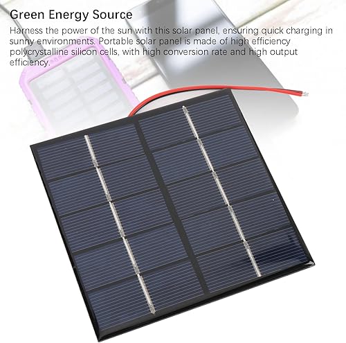 Miniatura 2 de 1.2W 5V Solar Panel, Portable Polysilicon Solar Charger with Electronic Wire, for Phone Tablet Camera Outdoor DIY