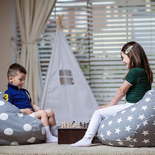 Miniatura 7 de WEKAPO Stuffed Animal Storage Bean Bag Chair Cover for Kids | Stuffable Zipper Beanbag for Organizing Children Plush Toys Large Premium Cotton Gris