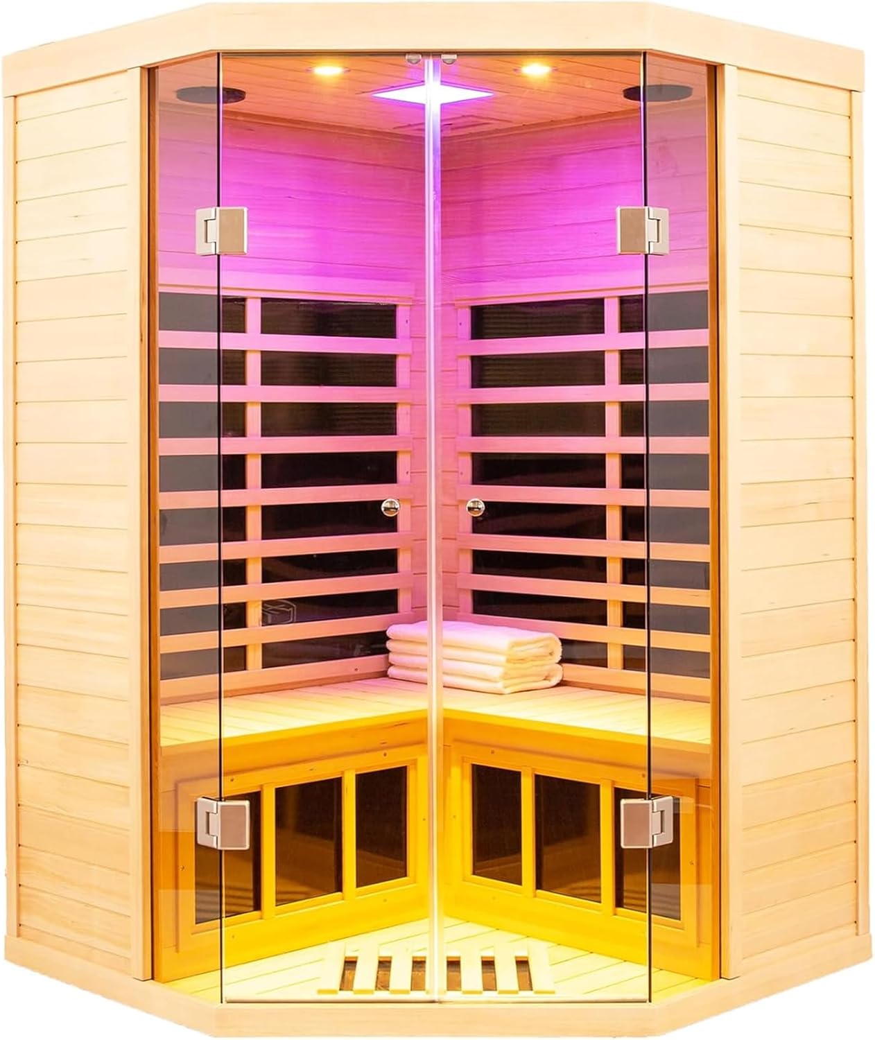 2-3 Person Infrared Saunas for Home, Dry Sauna for Home, Low Emf Infrared Sauna Indoor Saunas for the Home, Bluetooth Speakers, Reading Lamps, with 7 Color Therapy Dry Sauna