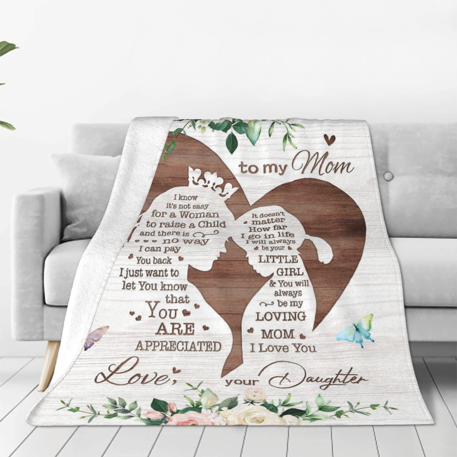 Coperta Alla migliore mamma, coperta con la scritta Ti amo, coperta in pile con fiori per la festa della mamma, regalo sentito da figlia o figlio, ricordo accogliente. - Italia
