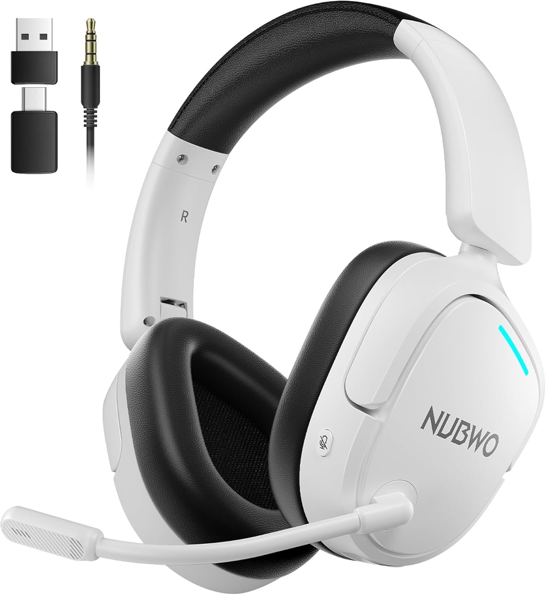 NUBWO Gaming Headset Wireless for PS5, PC, PS4 - Dual 2.4G & Bluetooth Simultaneous Headphones, EQ Sound Modes, Noise-Canceling Mic, 50-Hour Battery, Comfortable Foldable Design, 270g Lightweight