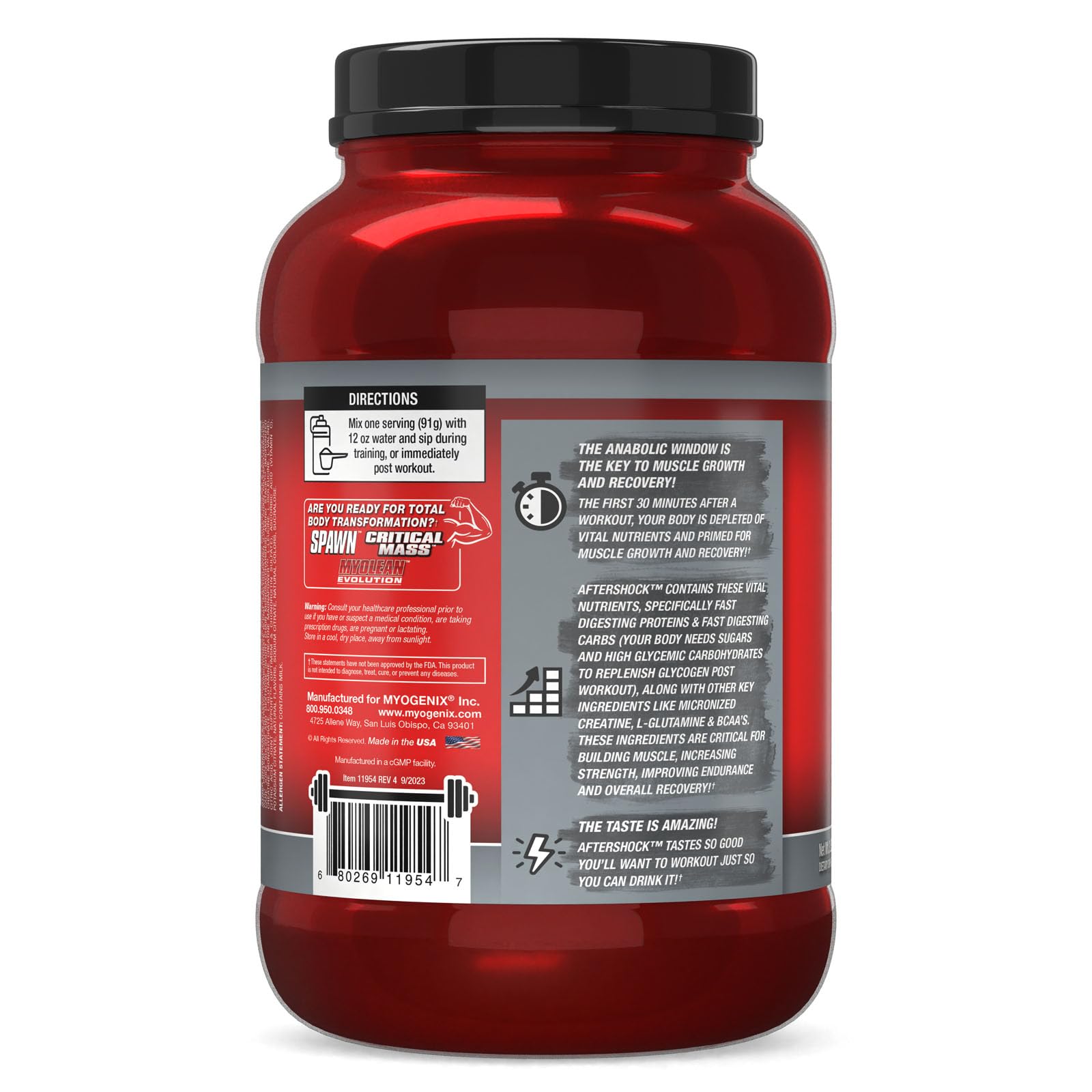 Myogenix Aftershock Post Workout — Muscle Growth Whey Protein Powder — Speeds Up Muscle Growth and Recovery — Supports Joint Health and Replenishes Glycogen — Wildberry Blast, 3 lbs — Amazon image 8