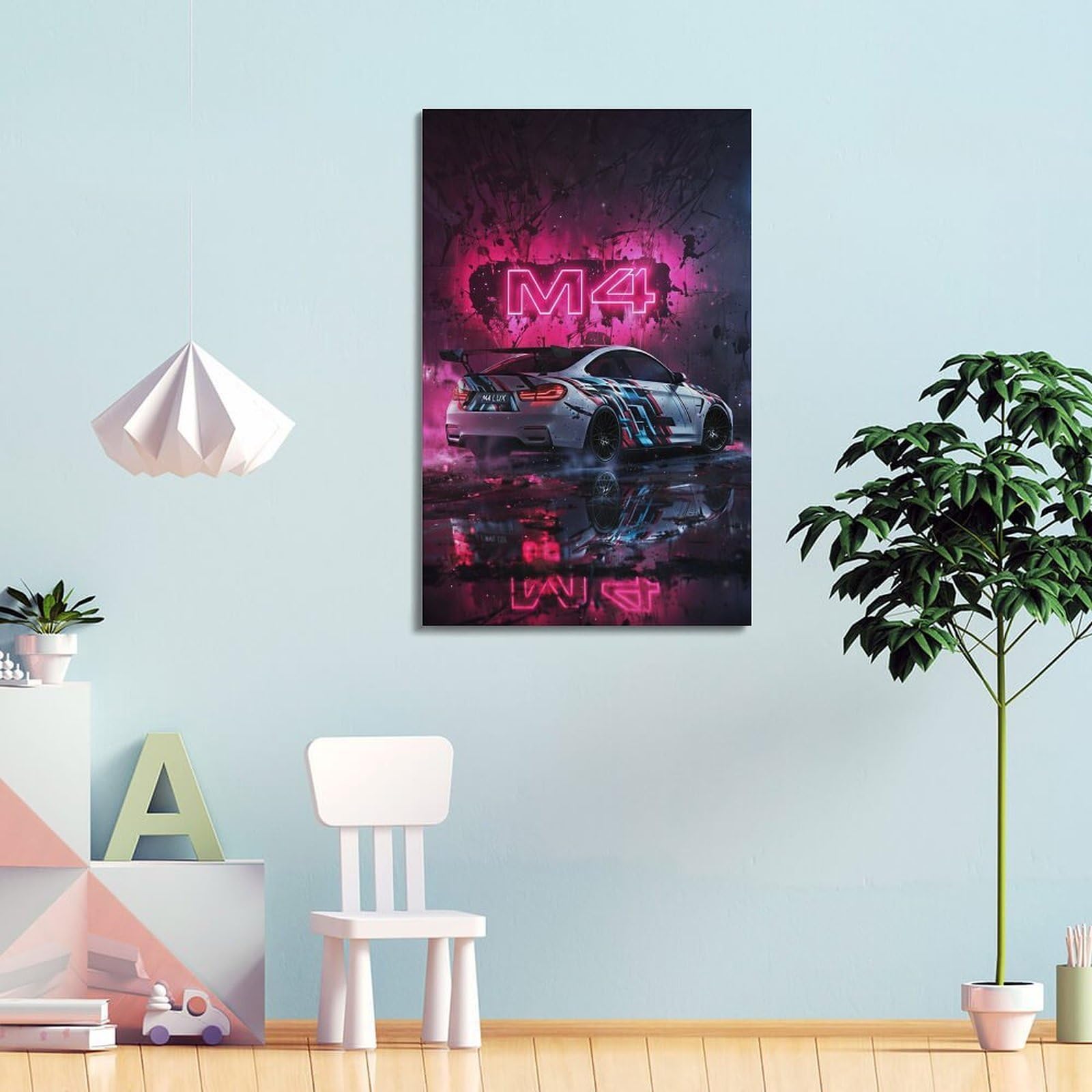 ESTE F82 M4 CS Sport-Rennwagen-Beleuchtungs- und Schatteneffekt-Poster, dekoratives Gemälde, Leinwand, moderne Kunst, Bild, 50 x 75 cm