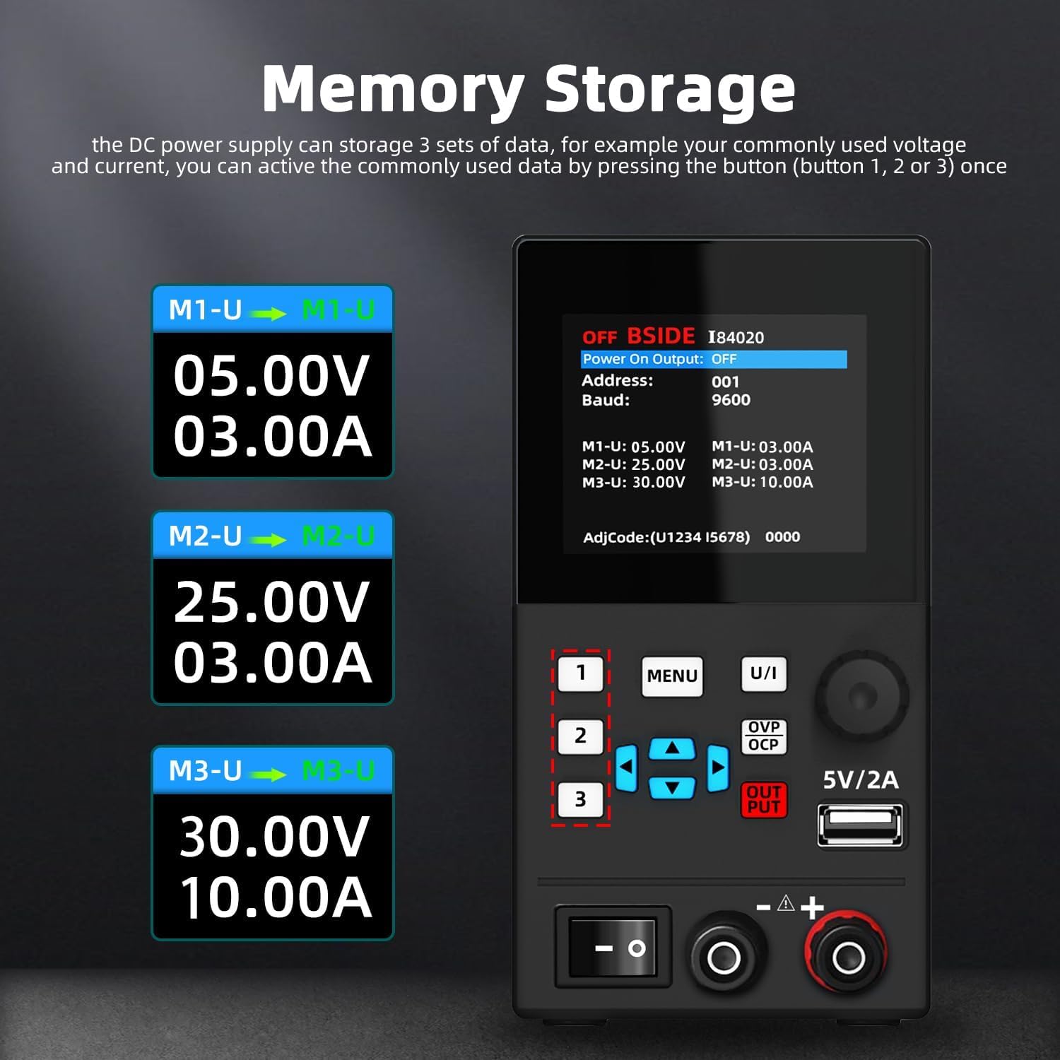 BSIDE Alimentation Laboratoire Programmable DC 40V 20A 300W Alimentation Stabilisée Réglable à Grande Plage et Double Réglage Affichage Couleur 4 Chiffres 6 Lignes Mini Alim de labo pour Électronique
