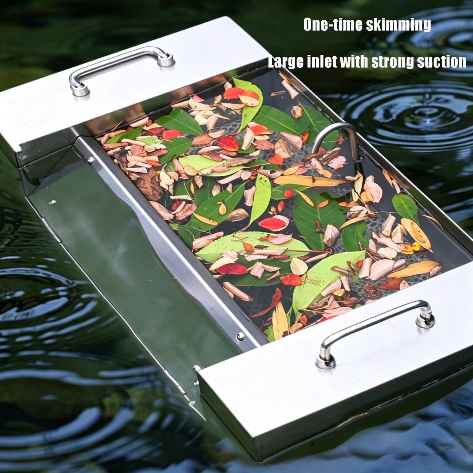 Espumador de estanque de acero inoxidable, colector de desechos multiusos, bomba de alto flujo limpiador automático para estanques de peces y piscinas, herramienta reductora de lodo resistente