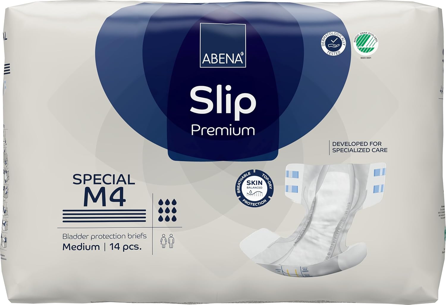 Abena Classic Design Adult Diapers, Slip Special Premium Incontinence Briefs, Heavy Absorbency, Level 4, Medium, 56 Count