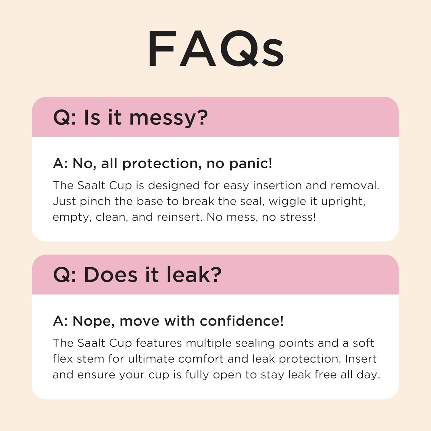 Saalt Menstrual Cup - Premium Design - Most Comfortable Period Cup - #1 Active Cup - Wear for 12 Hours - Soft, Flexible, Reusable Medical-Grade Silicone - Made in USA - Image 5