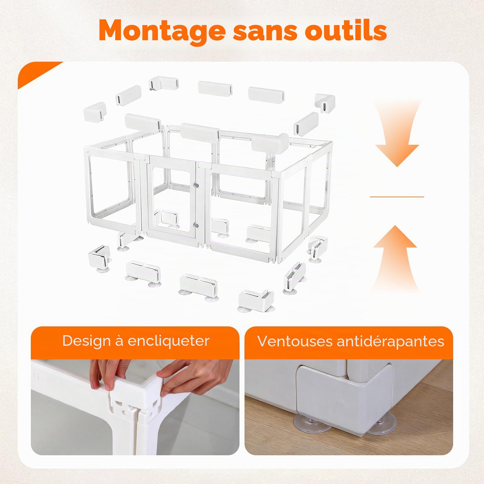 10 Panneaux Parc pour Chien,Parc Transparent pour Animaux de Compagnie de 60cm,pour intérieur et extérieur avec Porte verrouillable pour enclos pour Chiens/Chats/Lapins (152 * 102 * 61CM)