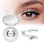 QUEWEL Magnetic Eyelashes Natural Look, 1 Pair Reusable Magnetic Eyelashes with Applicator, No Glue Needed Magnetic Lashes Kit, Easy to Wear and Remove(Magnetic Lashes-C03)