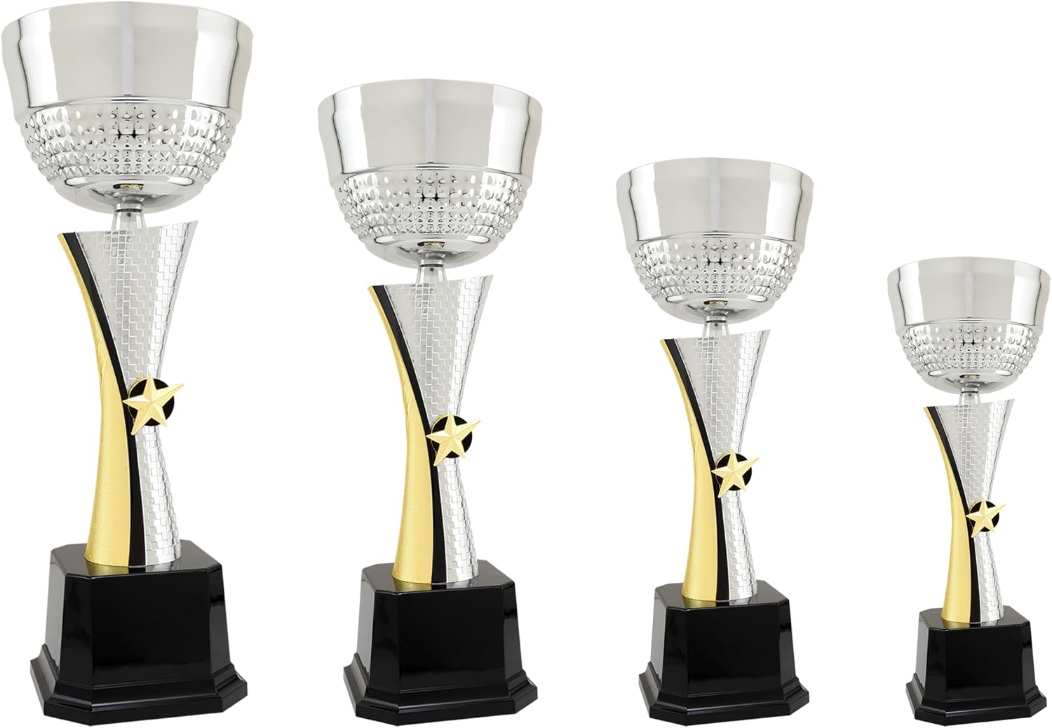Silver and Gold with Real Metal Cup Trophy - Trophy Award, Engraved Corporate Trophy Cup Award (11.75", 13.25" or 15" Tall) - Free Engraved Plate Included