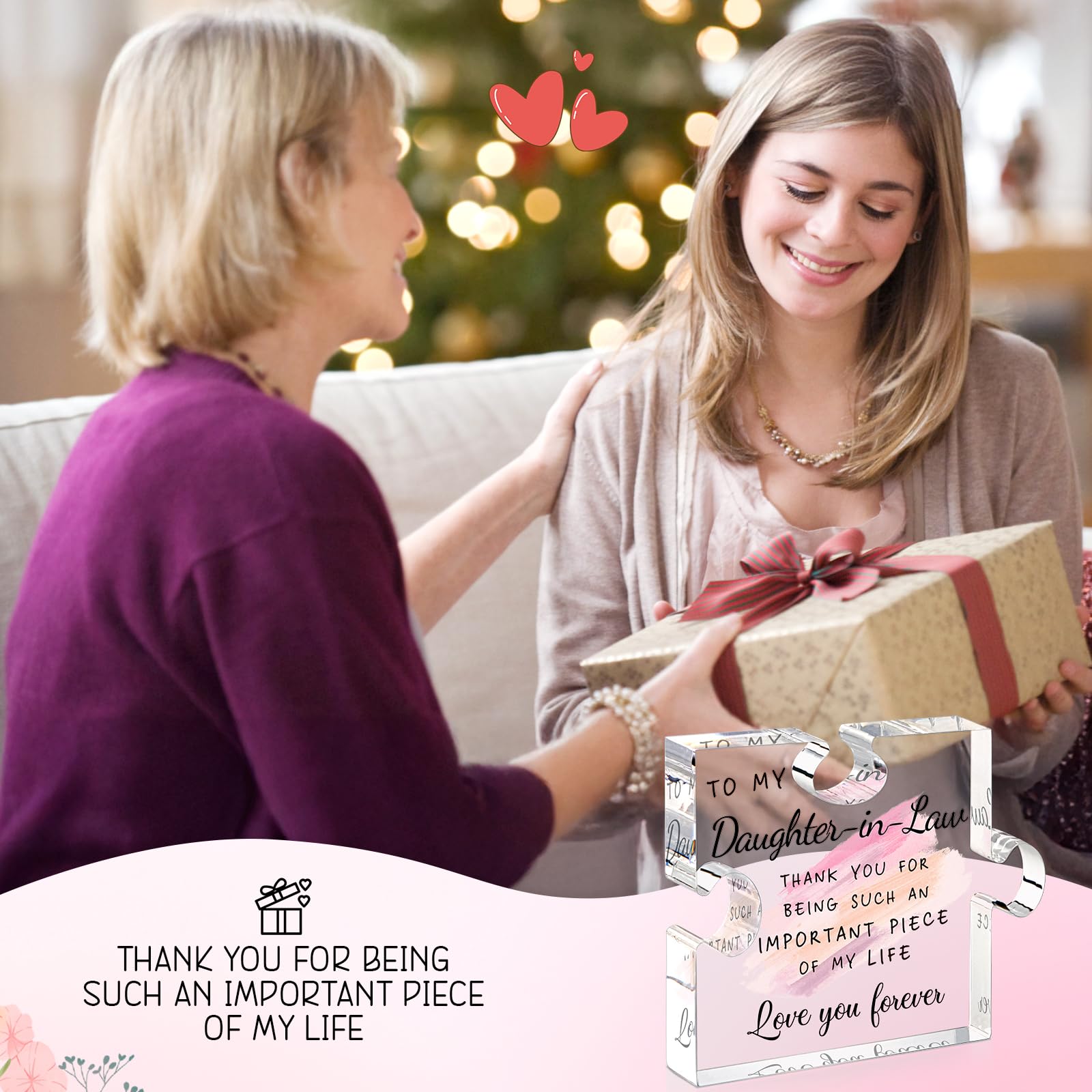 Daughter in Law Gifts from Mother in Law - Unique Daughter in Law Gift Ideas Best Daughter in Law Puzzle Piece Gift for Birthday Wedding Mothers Day Thanksgiving for Daughter in Law