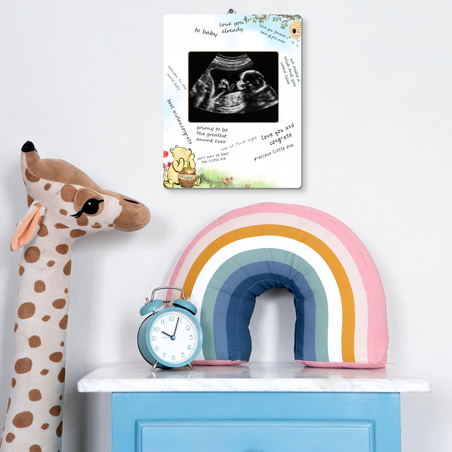 Winnie - Marco de fotos para baby shower, marco de fotos clásico Pooh Baby Sonograma, letrero de baby shower, marco de libro de invitados, suministros de fiesta de baby shower, revelación de