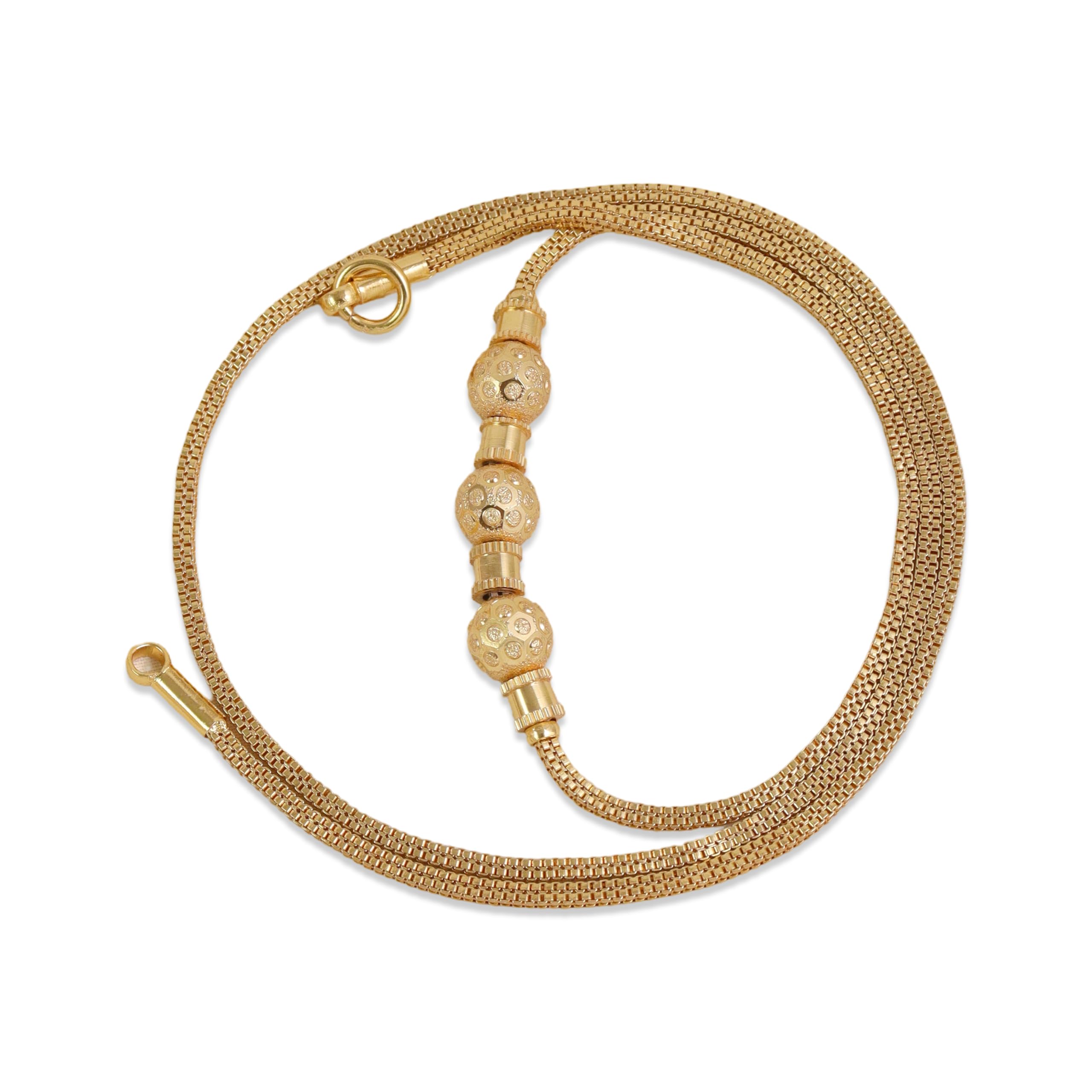 One Gram Micro Gold Plated Traditional Designer Plain Balls Mugappu Chain for Women & Girls (MC-1214)-image-30