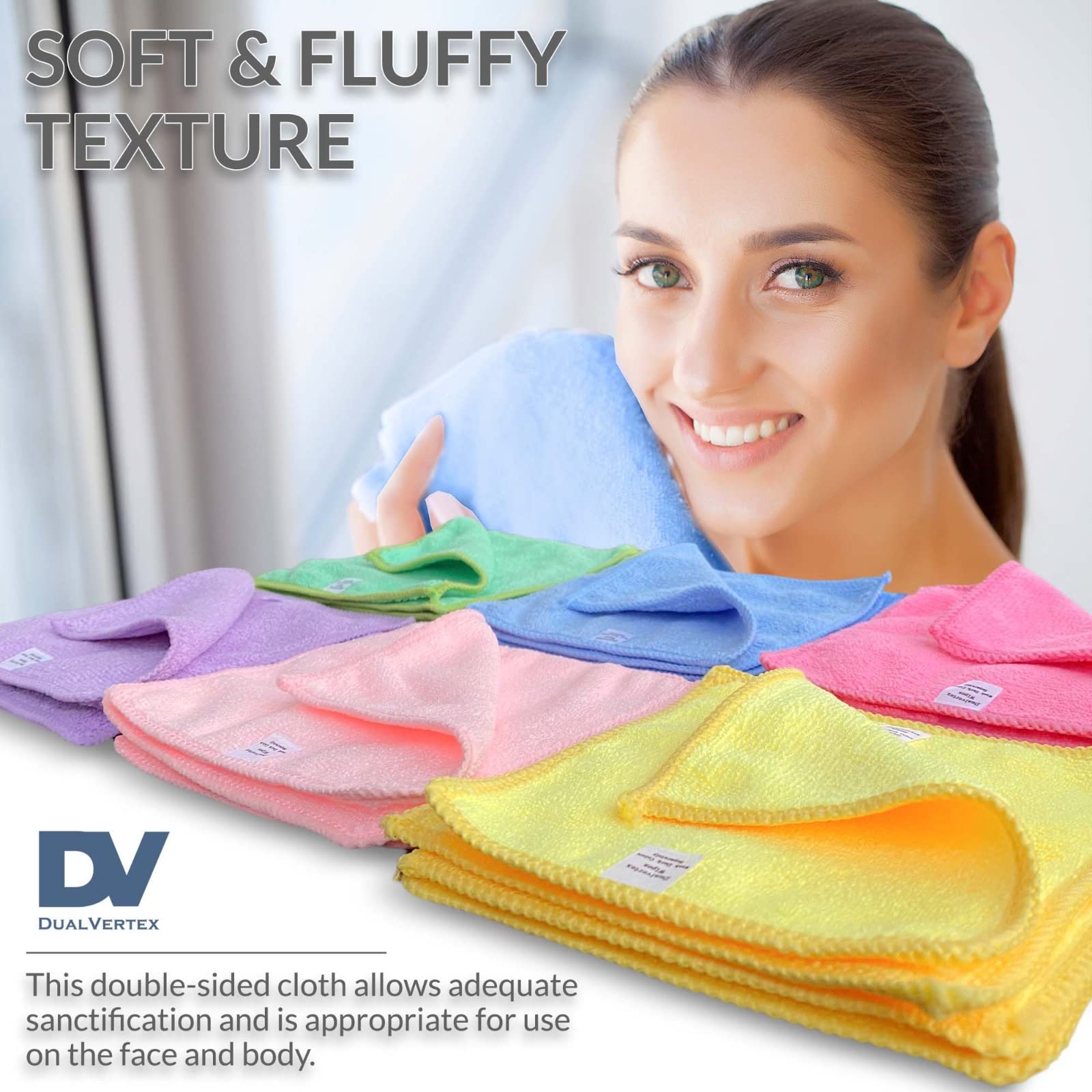 DualVertex 30 Pcs Microfibre Face Cloths For Washing Face - 15 x 15cm Reusable Make up Remover Cloth Wipes with 1 Laundry Bag - Image 2