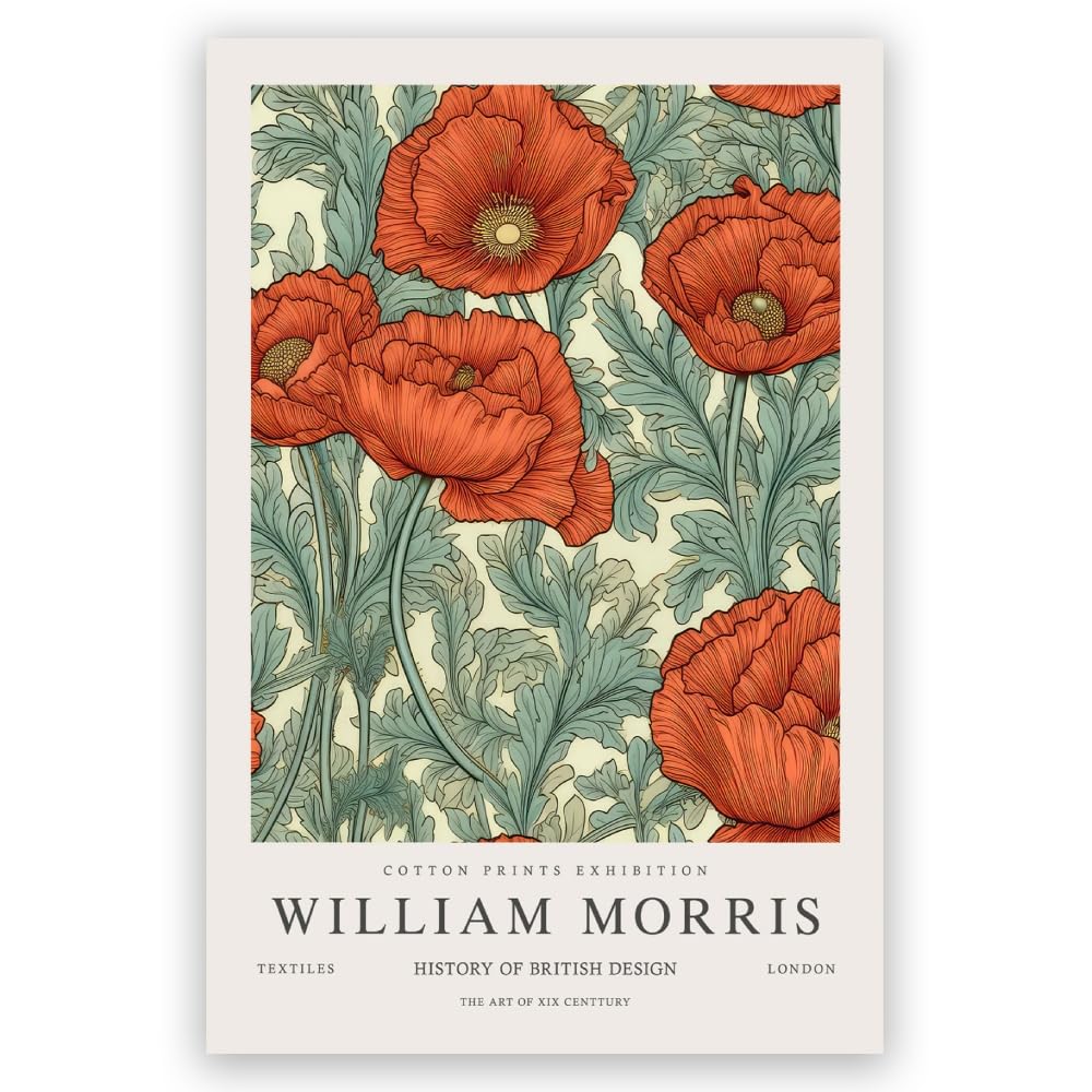 YdNextelior William Morris Wall Art Poppy Bedroom Living Room Wall Decor Poppies William Morris Poster Vintage Wall Art Textiles Art Vintage Poster