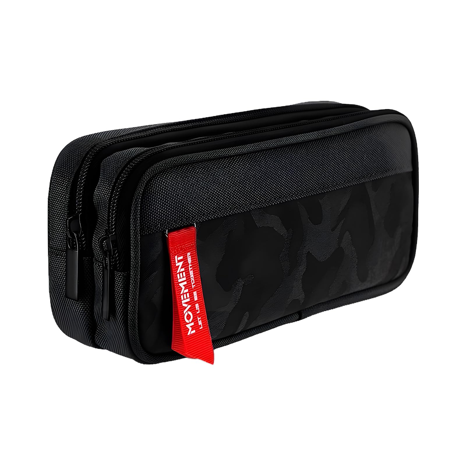 Large Pencil Case for Boys and Girls, Big Capacity Pencil Bag with Multiple Compartments, School Stationery Organizer Pouch for Students and Adults, Zipper Pen Holder for Office Supplies - Black