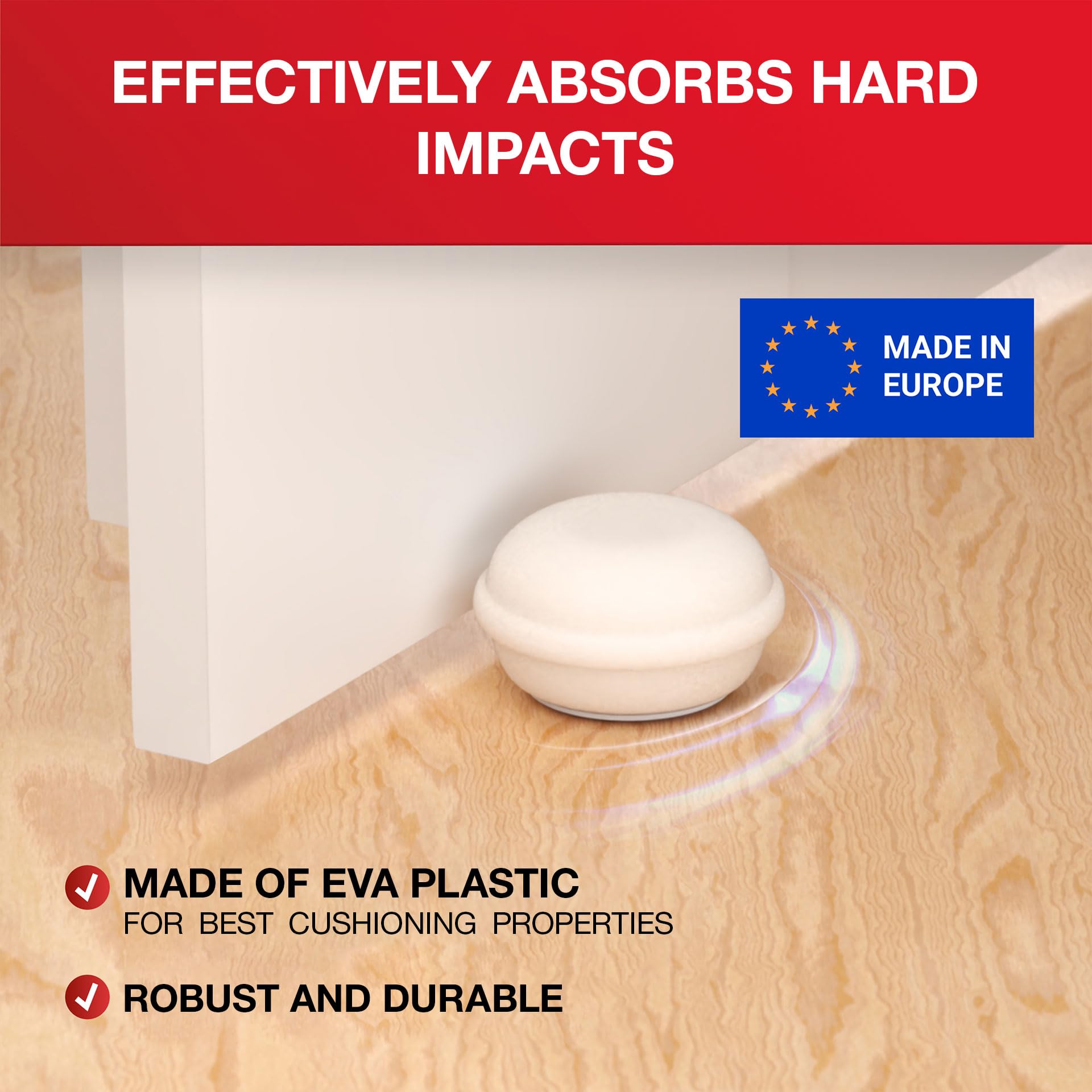 LouMaxx Brand Modern White 3-Piece Floor Mounted Door Stop in Charming Macaroon Shape - Image 3