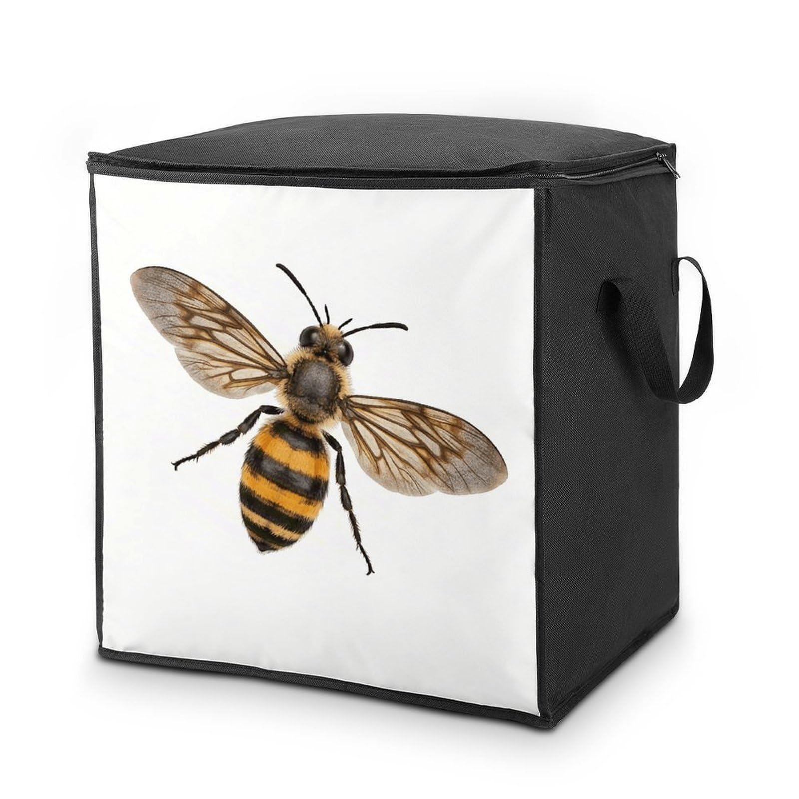 Bee Large Storage Bags with Zippered Storage Organizers Bag Clothes Storages Bins with Lids Foldable Storages Containers with Reinforced Handles for Blanket Bedding