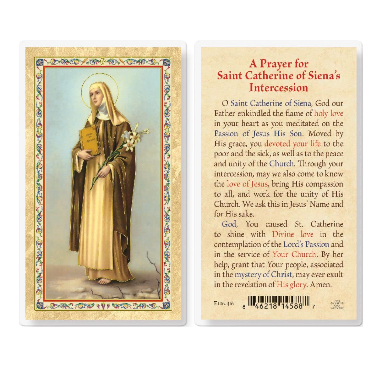 Amazon.com : Prayer for St. Catherine of Siena's Intercession Gold