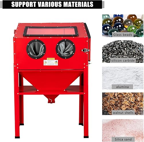 Miniatura 5 de MOTORHOT Armario de chorro de arena de aire de 60 galones, kit de gabinete de arena de 60-125 PSI, gabinete grande de acero con pistola de chorro de