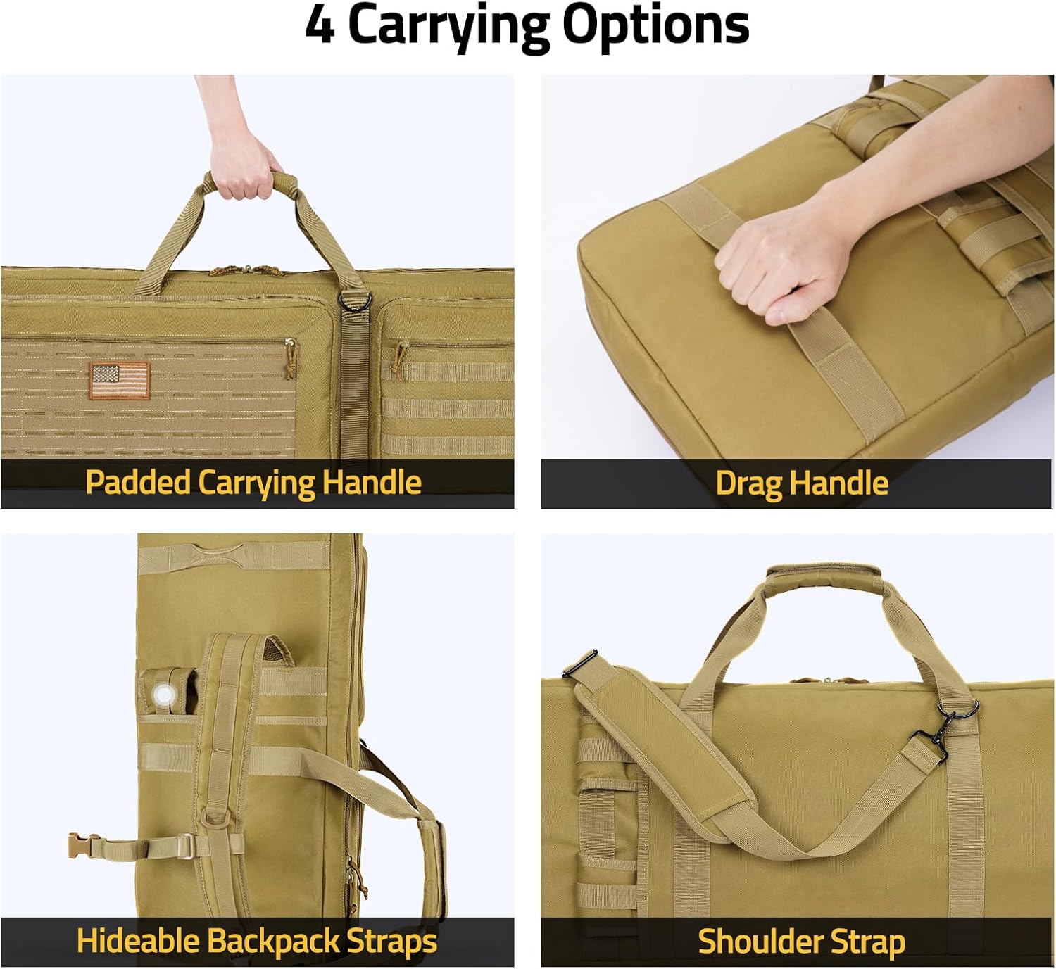 CVLIFE 42" Soft Rifle Case Rifle Bag Double Long Gun Bag Gun Case Rifle Backpack, with Backpack Straps and Lockable Zipper for Gun Storage and Transportation and Outdoor Hunting Shooting - Image 7