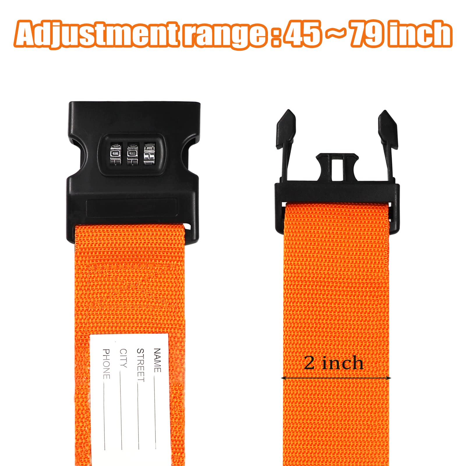 Cinghie Per Valigie Con Lucchetto TSA - 2 Cinghie Regolabili + 2 Etichette, Sicurezza Viaggi, Multicolore - Foto 8
