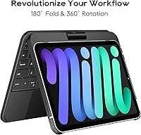 Vista 2 de edaiser Funda de teclado giratoria para Apple iPad mini 6ª 7ª generación a17 Pro, teclado Bluetooth compacto con trackpad retroiluminado RGB