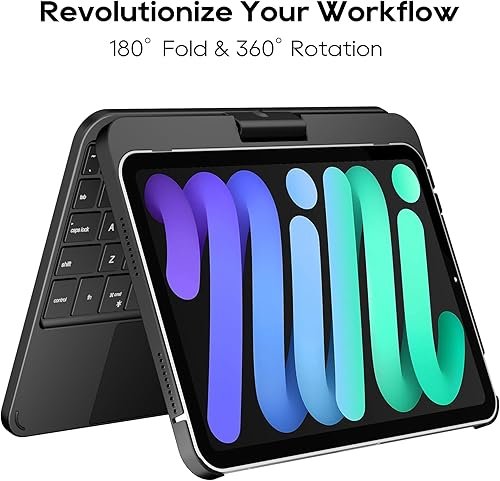 Miniatura 2 de Funda giratoria con teclado para Apple iPad mini 7ª generación 2024 (A17 Pro)/iPad mini 6ª generación (8.3 pulgadas) 2021; teclado compacto
