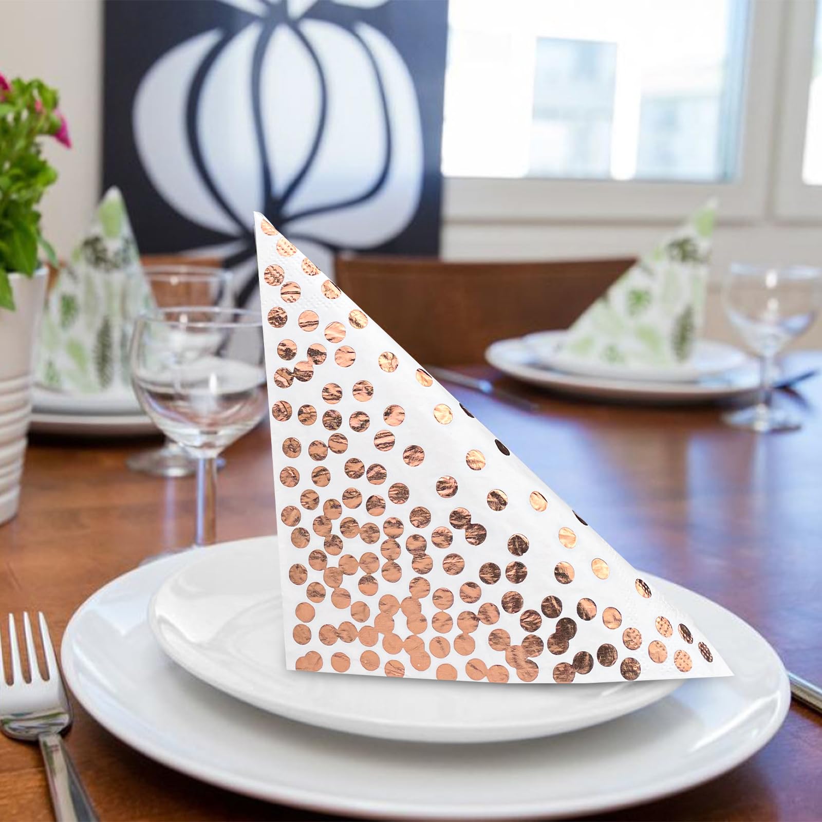 60 Tovaglioli Cocktail Bianco E Dorato - 33x33cm, Monouso | Per Feste, Compleanni E Eventi Eleganti - Foto 3