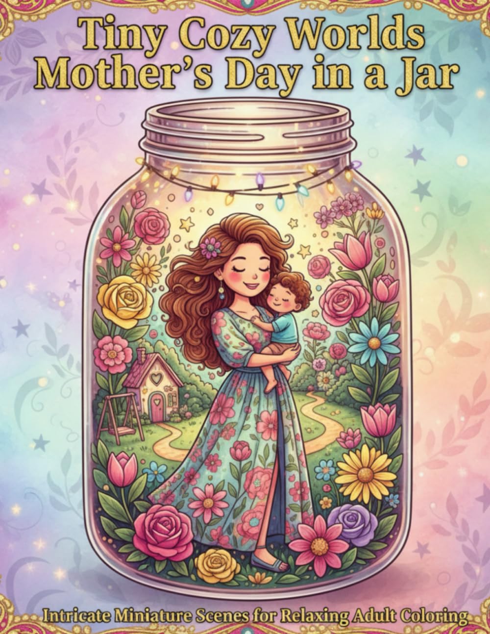Tiny Cozy Worlds: Mother’s Day in a Jar: Intricate Miniature Scenes for Relaxing Adult Coloring