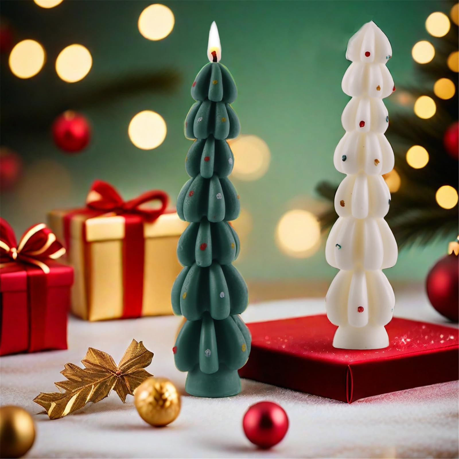 Moldes de silicona 3D en forma de árbol de Navidad para velas, decoración navideña, moldes temáticos para hacer resina epoxi