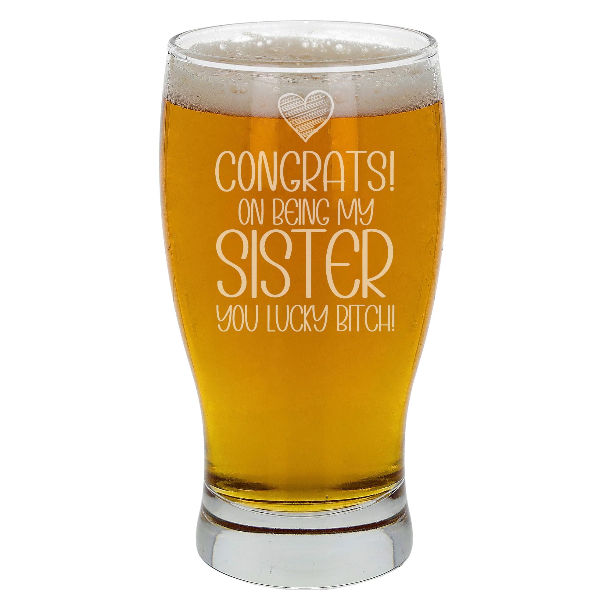 Congrats on Being My Sister Gifts for Sister Engraved Beer Glass Personalised Birthday Gifts for Women Sister Gifts Ladies Gifts Ideas Pint Glass Sister Gifts for Her Presents for Women