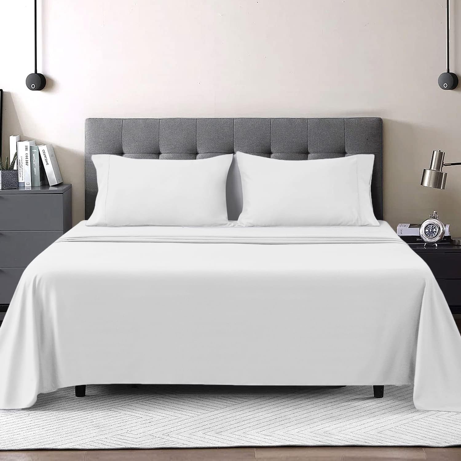Comfy Nights White Non Iron Extra Soft Brushed Microfibre Wrinkled Free Flat Sheets (, Single)