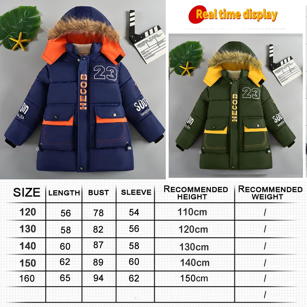 linboo Manteau Garçon Doudoune Enfant Hiver Veste à Capuche Fourrure Chaud Blouson Doublure Polaire Parka Vêtement Matelassé