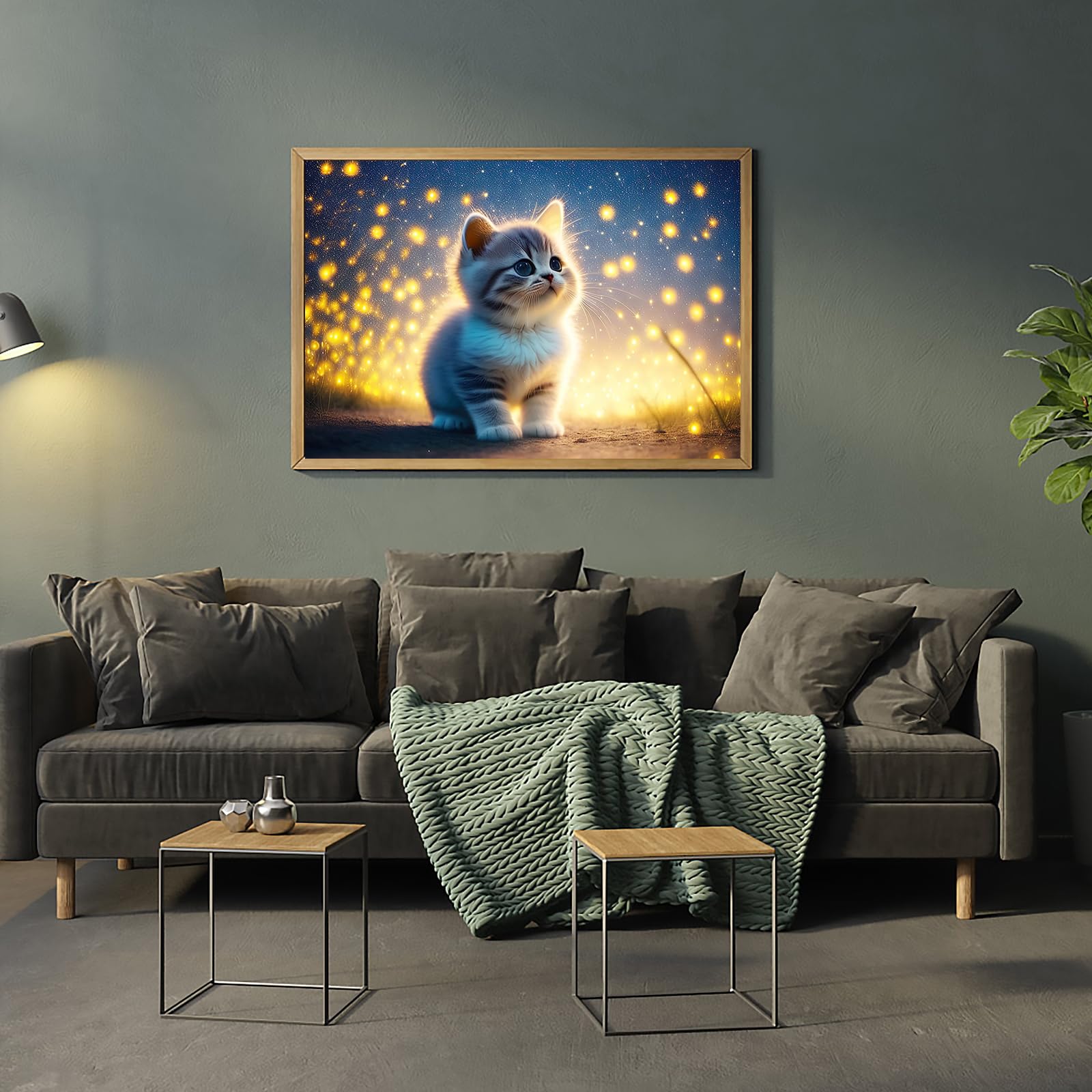 Diamond Painting, Diamond Painting Kit Completo, Kit de Pintura de Diamantes Kits Adultos, Pintura de Diamantes, Cuadro Diamantes, Pintura de Diamantes, Pintura Diamante (Gatto) 30x40cm