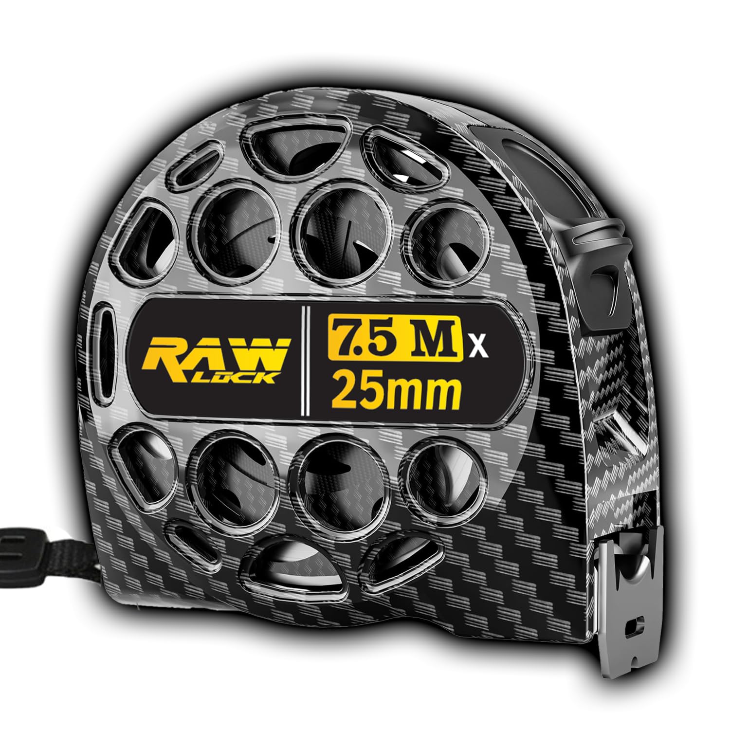 RAW LOCK® Carbon Water and weather proof hollow stainless steel tape, tape measure - UK Brand (Carbon Effect, Premium Stainless Steel Tape 7.5m)