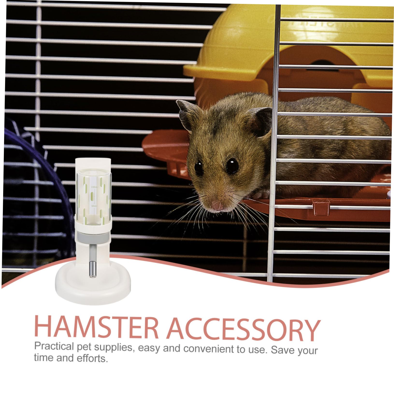WOONEKY Abreuvoir Réglable pour Hamster, Bouteille D’Eau Transparente, Support Stable, Lecture Facile du Niveau, Anti-Fuite, Maison