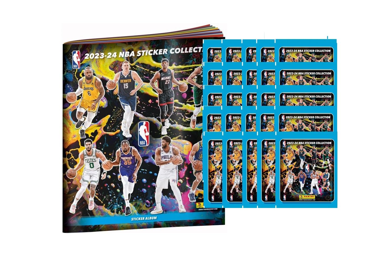 NBA sticker collection 2023 2024 Edición ESPAÑA sólo cromos -SIN CARTAS - (Album + 25 sobres)