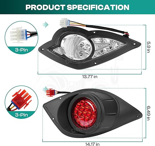 Miniatura 5 de Drive-up Kit de luces LED para carrito de golf para Yamaha G29 2007-2016 modelos a gas o eléctricos Deluxe Yamaha Faros traseros (12 voltios)