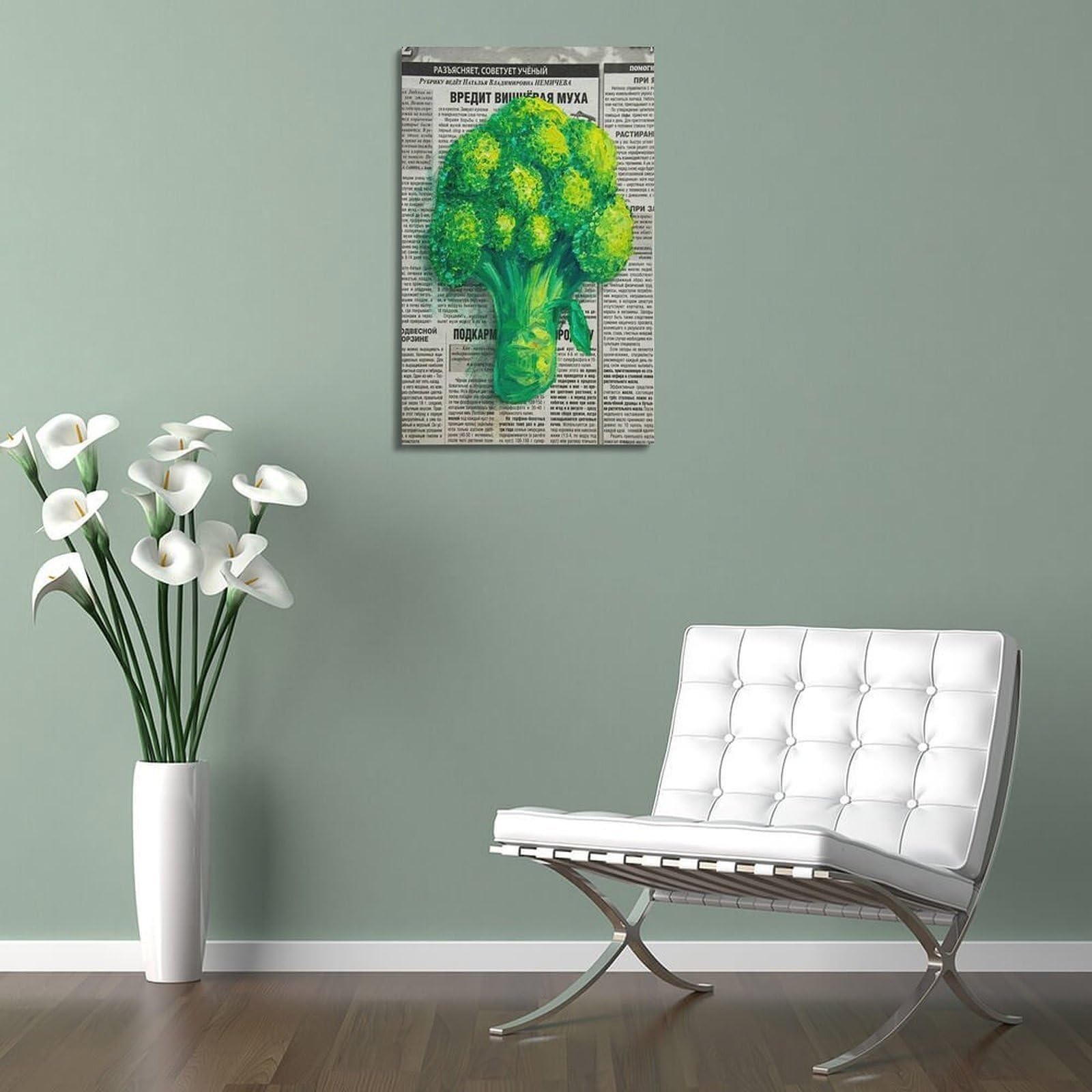 DLJGDS Ölgemälde Brokkoli-Gemüse, dekoratives Gemälde, Leinwand, Wandposter und moderne Familienschlafzimmer-Dekoration, 50 x 75 cm