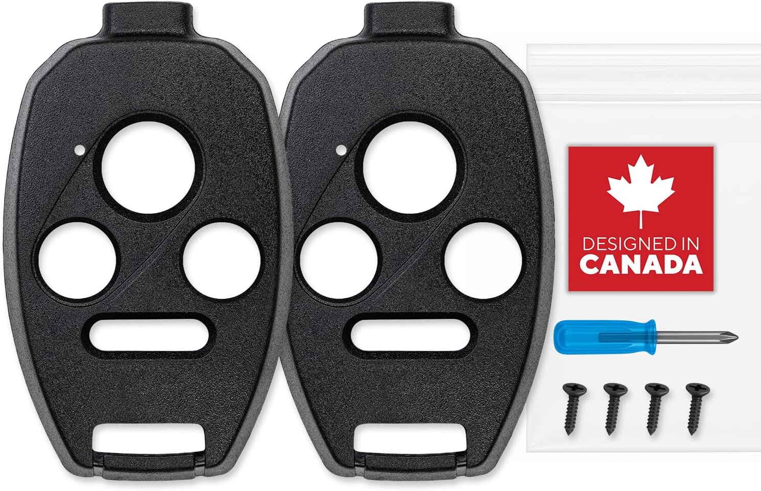 Cutting NOT Required for Honda Key Fob Cover Shell for Civic Accord CRV Pilot Element - Custom Fit Durable Design Easy Installation by StandardAutoPart (4 Button) (Pack of 2) (Black)