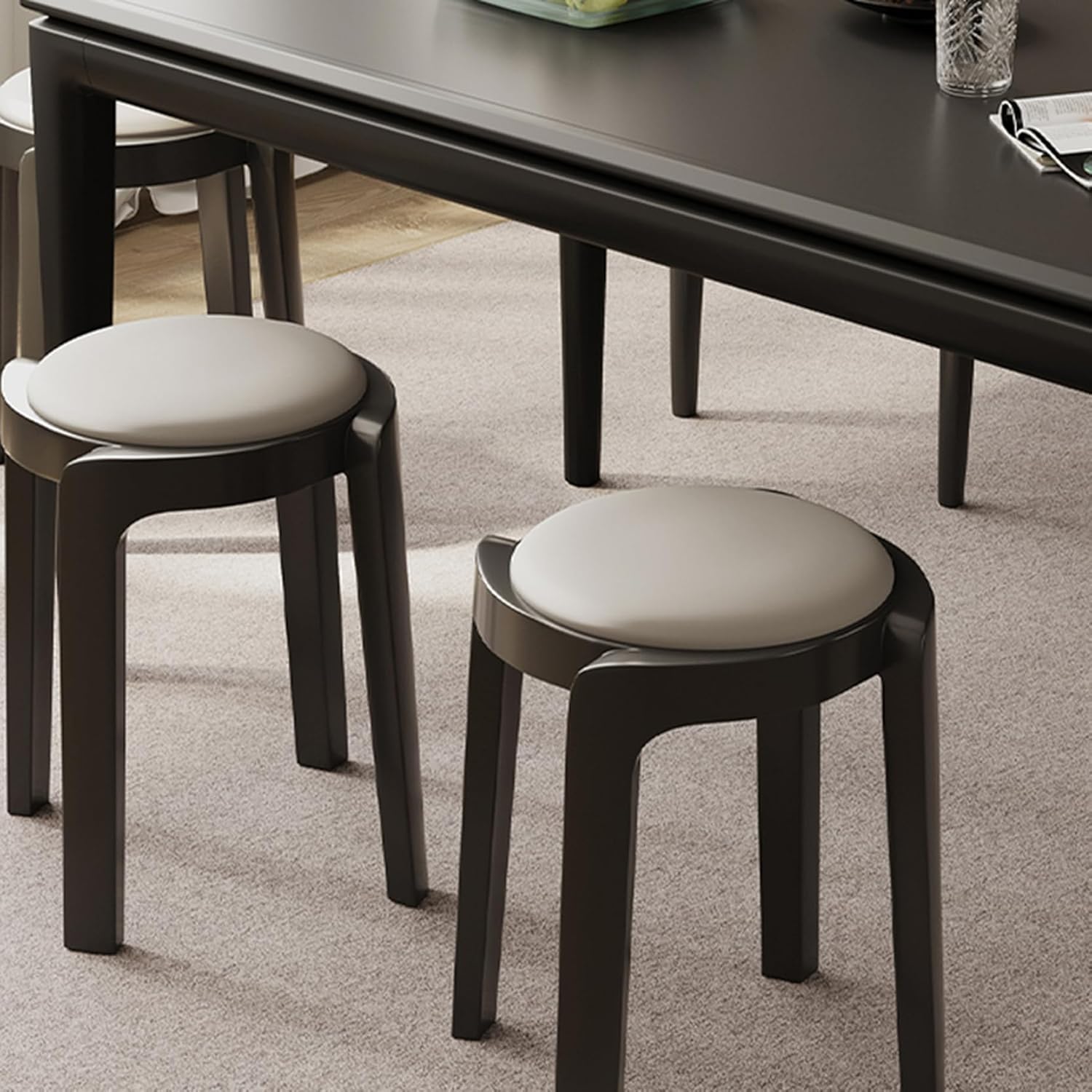 木製 丸椅子 スタッキングスツール レトロ 4脚セット 木製丸椅子 (4脚