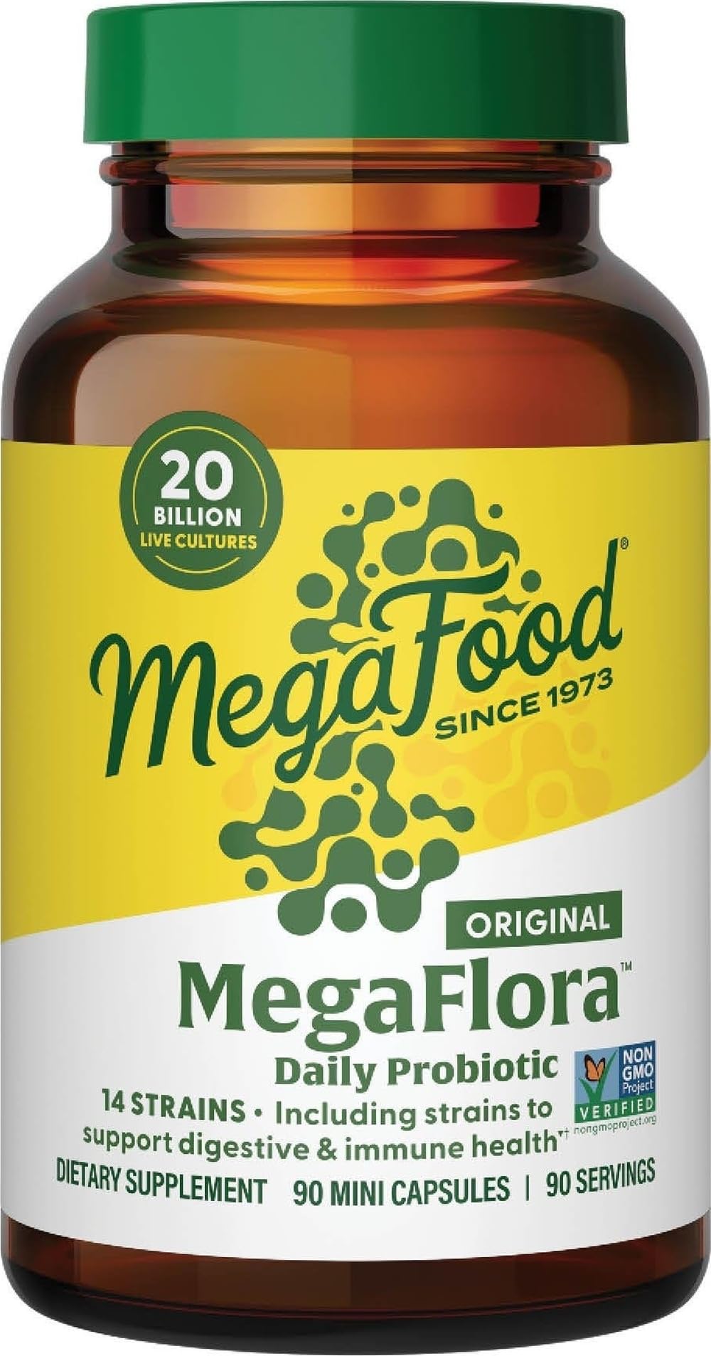 MegaFood MegaFlora Probiotic, 20 Billion Live Cultures, 90 Mini Capsules 90 Count (Pack of 1)