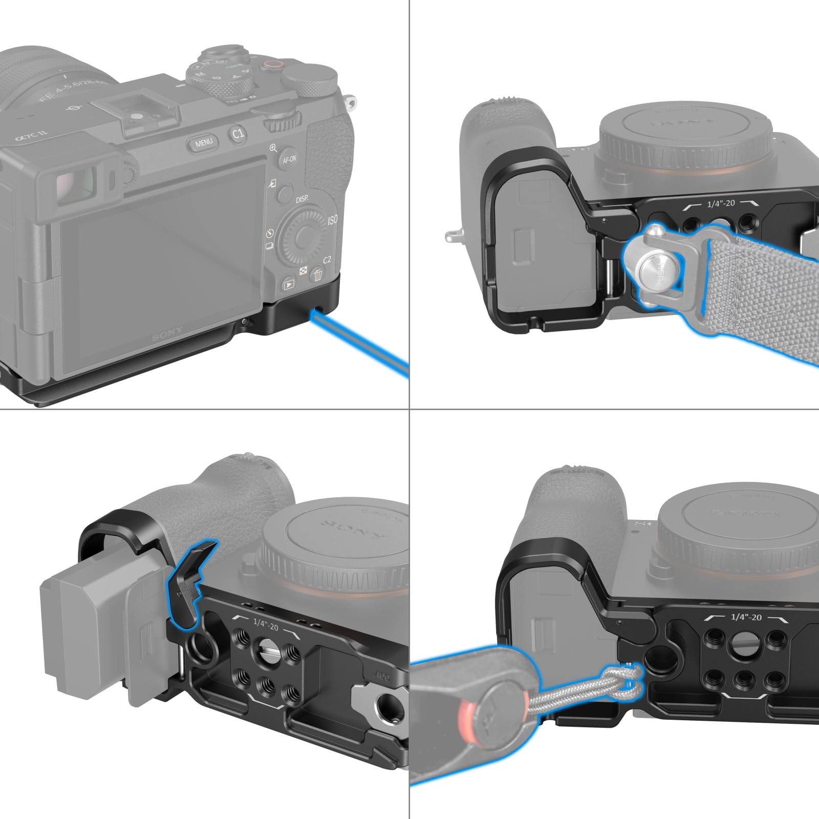 Hersmay Gabbia In Alluminio Per Sony A7C II / A7CR - Piastra Arca-Swiss, Fori 1/4 E 3/8, Supporto A Scarpetta Fredda