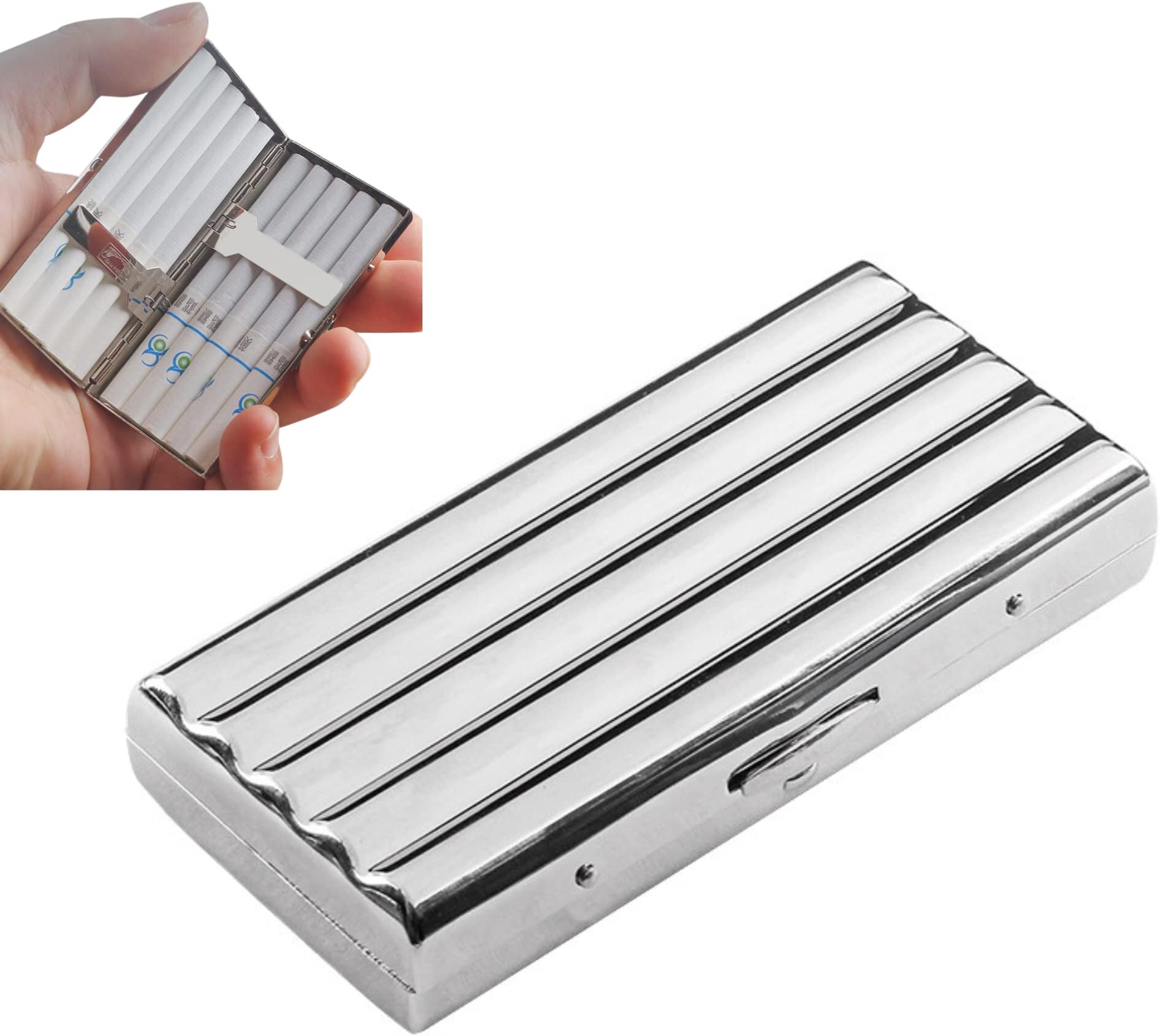 Everhype Mini Portable Metal Cigarette Case | 10 Regular Sized Cigarette Case | Zig Zag Corrugated Design