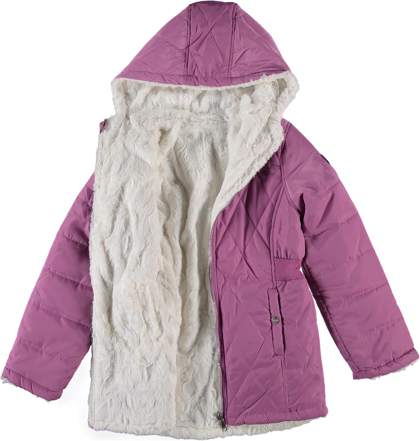 DKNY Reversible Girls Winter Coat - Heavyweight Quilted Jacket with Sherpa Lining Hooded Puffer Jacket Winter Coats for Girls - Image 4