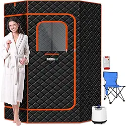 iTHERAU XL Sauna Portátil para Casa, Tenda de Sauna a Vapor Sala de Sauna Pessoal de Corpo Inteiro com Vaporizador 3L 1200w, Controlo Remoto, 9 Níveis de Calor, Temporizador de 90 Mins, Cadeira