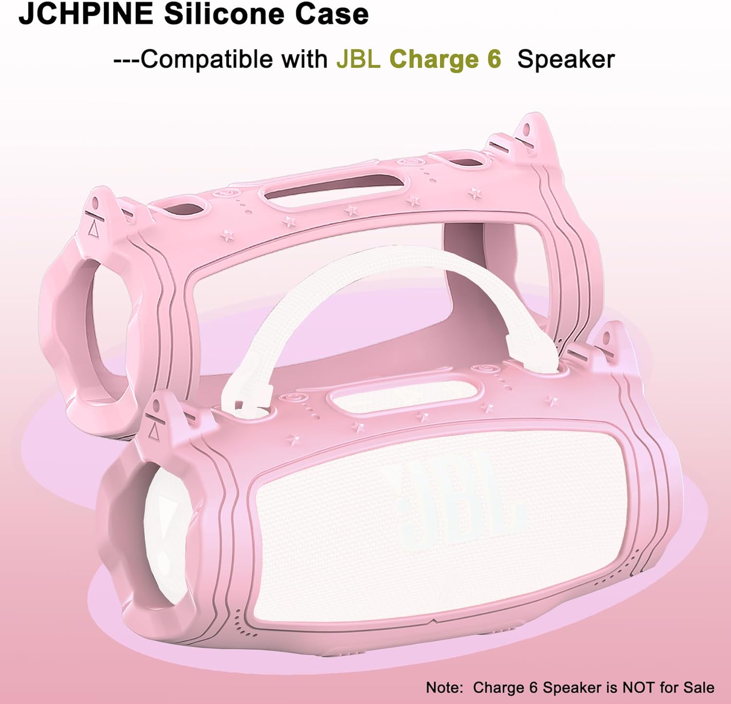 JCHPINE Silicone Case for JBL Charge 6 Portable Speaker, Protective Cover for JBL Charge 6 Pro AI Sound Speaker Accessories (Pink Case) - Image 2